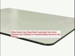 সাদা বহিরাগত এসিপি শীট প্যানেল কাস্টমাইজড 3 মিমি 4 মিমি বেধ এসিপি আচ্ছাদন বাড়ি / বিল্ডিংয়ের জন্য অ্যালুমিনিয়াম ত্বক 0.18 মিমি